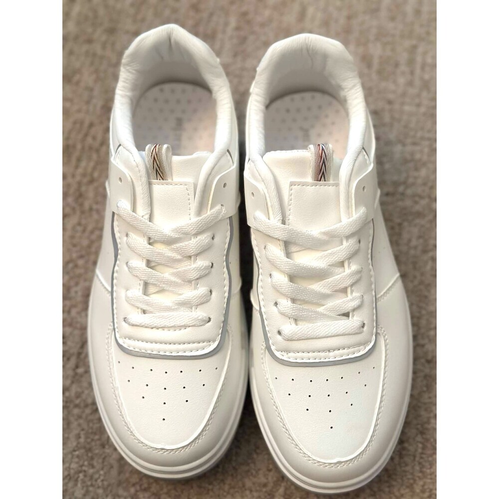 PrettyLittleThing White Contrast Sole Chunky Platform Trainers US Size 8 NWT - Picture 3 of 7